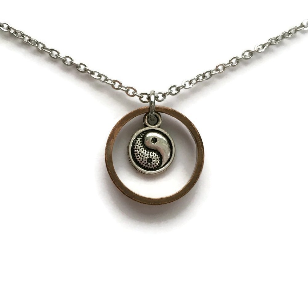US Copper Wheat Penny Coin Ring Yin Yang Necklace Stainless Steel Unisex Lucky - Picture 3 of 11